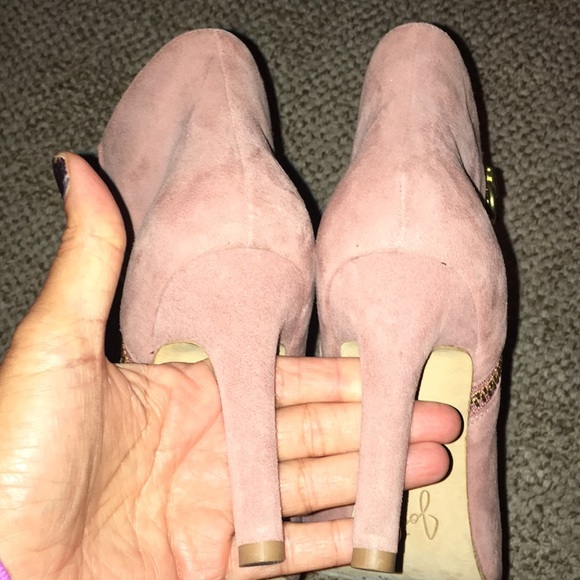 JOIE REAL SUEDE BLUSH COLOR PEEP TOE LEATHER SOLED EUC BOOTIES WORN 1x size eu40 - Picture 6 of 13